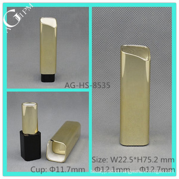 AG-HS-8535 AGPM Cosmetics cup size 11.7 12.1 12.7mm golden press-type rectangular plastic custom lipstick tube packaging design